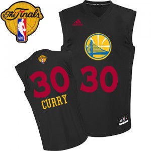 Maillot Adidas Noir New Fashion 2015 The Finals Patch Authentic Golden State Warriors - Stephen Curry #30 - Homme