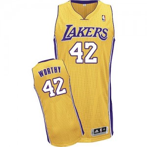 Maillot NBA Or James Worthy #42 Los Angeles Lakers Home Authentic Homme Adidas
