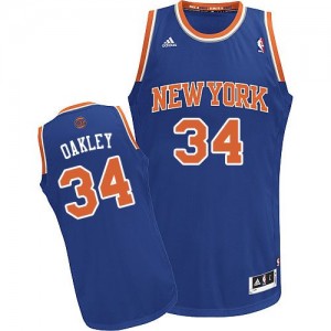 New York Knicks #34 Adidas Road Bleu royal Swingman Maillot d'équipe de NBA préférentiel - Charles Oakley pour Homme