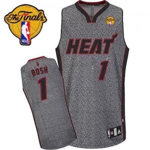 Maillot NBA Gris Chris Bosh #1 Miami Heat Static Fashion Finals Patch Authentic Homme Adidas