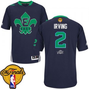 Cleveland Cavaliers Kyrie Irving #2 2014 All Star 2015 The Finals Patch Swingman Maillot d'équipe de NBA - Bleu marin pour Homme