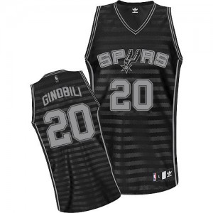 San Antonio Spurs Manu Ginobili #20 Groove Authentic Maillot d'équipe de NBA - Gris noir pour Femme
