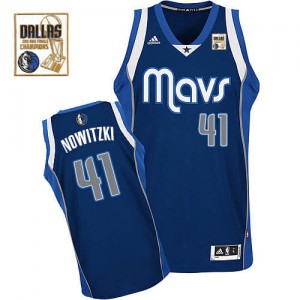 Maillot NBA Dallas Mavericks #41 Dirk Nowitzki Bleu marin Adidas Swingman Alternate Champions Patch - Homme