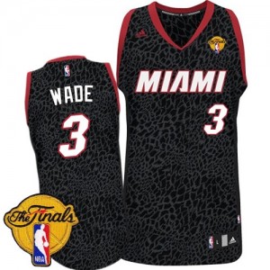 Maillot Authentic Miami Heat NBA Crazy Light Finals Patch Noir - #3 Dwyane Wade - Homme