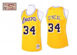 Maillot Mitchell and Ness Or Throwback Authentic Los Angeles Lakers - Shaquille O'Neal #34 - Homme