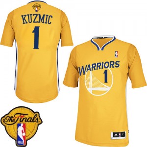 Maillot NBA Golden State Warriors #1 Ognjen Kuzmic Or Adidas Authentic Alternate 2015 The Finals Patch - Homme