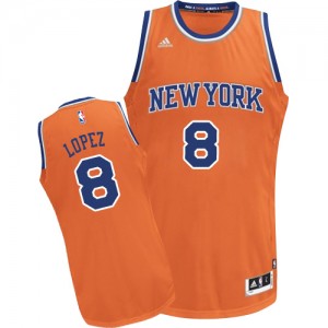 New York Knicks Robin Lopez #8 Alternate Swingman Maillot d'équipe de NBA - Orange pour Homme