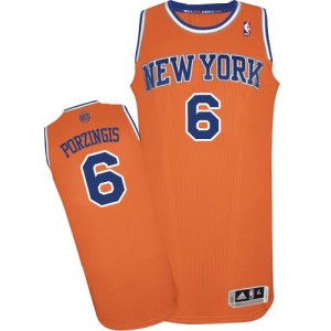 Maillot Authentic New York Knicks NBA Alternate Orange - #6 Kristaps Porzingis - Homme