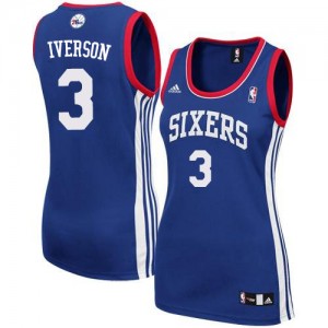 Maillot NBA Bleu royal Allen Iverson #3 Philadelphia 76ers Alternate Authentic Femme Adidas