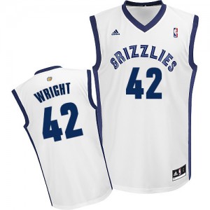 Maillot NBA Blanc Lorenzen Wright #42 Memphis Grizzlies Home Swingman Homme Adidas