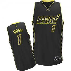 Miami Heat Chris Bosh #1 Electricity Fashion Authentic Maillot d'équipe de NBA - Noir pour Homme