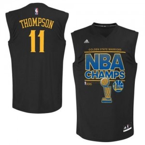 Maillot Authentic Golden State Warriors NBA 2015 NBA Finals Champions Noir - #11 Klay Thompson - Homme