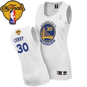 Maillot NBA Golden State Warriors #30 Stephen Curry Blanc Adidas Authentic Home 2015 The Finals Patch - Femme