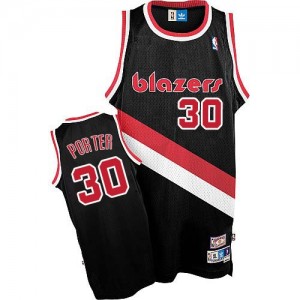 Maillot NBA Portland Trail Blazers #30 Terry Porter Noir Adidas Swingman Throwback - Homme