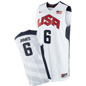 Team USA Nike LeBron James #6 2012 Olympics Authentic Maillot d'équipe de NBA - Blanc pour Homme