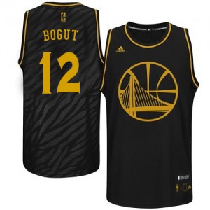 Golden State Warriors Andrew Bogut #12 Precious Metals Fashion Swingman Maillot d'équipe de NBA - Noir pour Homme