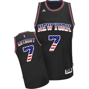 Maillot Authentic New York Knicks NBA USA Flag Fashion Noir - #7 Carmelo Anthony - Homme