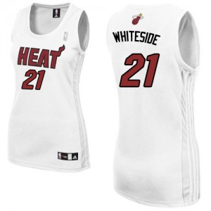 Miami Heat Hassan Whiteside #21 Home Swingman Maillot d'équipe de NBA - Blanc pour Femme