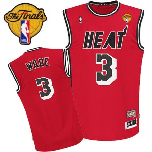 Maillot NBA Miami Heat #3 Dwyane Wade Rouge Adidas Authentic Hardwood Classics Nights Finals Patch - Homme