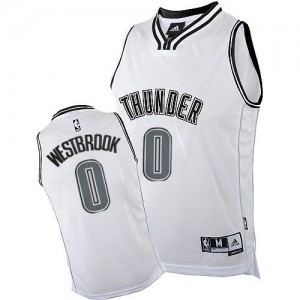 Oklahoma City Thunder #0 Adidas Blanc Authentic Maillot d'équipe de NBA pour pas cher - Russell Westbrook pour Homme