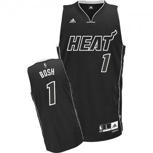 Maillot NBA Miami Heat #1 Chris Bosh Noir Adidas Swingman Shadow - Homme