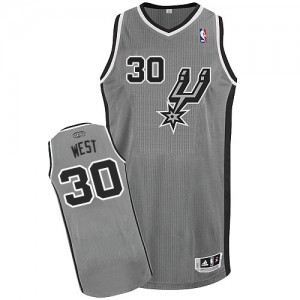 San Antonio Spurs #30 Adidas Alternate Gris argenté Authentic Maillot d'équipe de NBA Le meilleur cadeau - David West pour Enfants