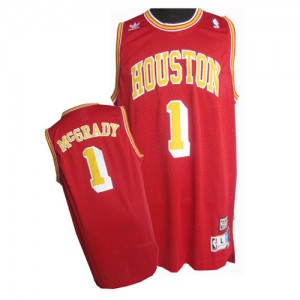 Maillot NBA Rouge Tracy McGrady #1 Houston Rockets Throwback Authentic Homme Adidas