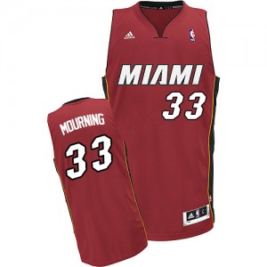 Maillot NBA Rouge Alonzo Mourning #33 Miami Heat Alternate Swingman Homme Adidas