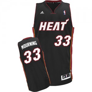 Maillot NBA Noir Alonzo Mourning #33 Miami Heat Road Swingman Homme Adidas