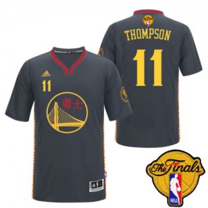Maillot Adidas Noir Slate Chinese New Year 2015 The Finals Patch Authentic Golden State Warriors - Klay Thompson #11 - Homme