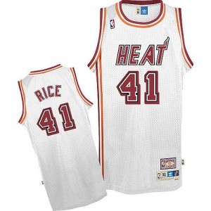 Maillot NBA Miami Heat #41 Glen Rice Blanc Adidas Authentic Throwback - Homme