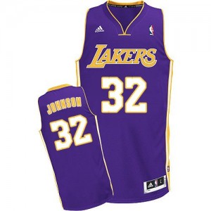Maillot NBA Los Angeles Lakers #32 Magic Johnson Violet Adidas Swingman Road - Enfants