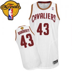 Maillot Adidas Blanc Home 2015 The Finals Patch Authentic Cleveland Cavaliers - Brad Daugherty #43 - Homme