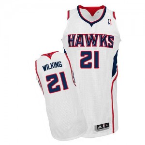 Atlanta Hawks Dominique Wilkins #21 Home Authentic Maillot d'équipe de NBA - Blanc pour Homme