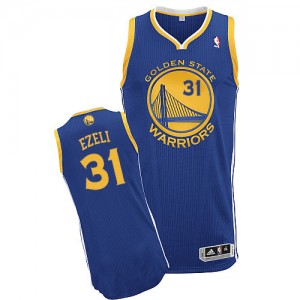 Maillot NBA Golden State Warriors #31 Festus Ezeli Bleu royal Adidas Authentic Road - Homme