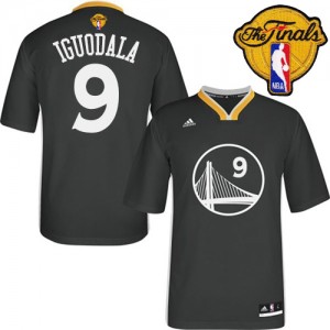 Maillot NBA Noir Andre Iguodala #9 Golden State Warriors Alternate 2015 The Finals Patch Authentic Homme Adidas