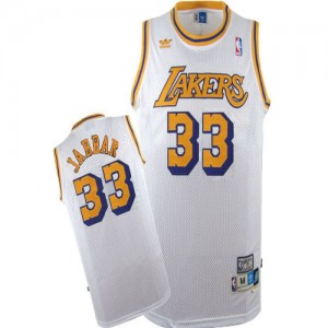 Maillot NBA Swingman Kareem Abdul-Jabbar #33 Los Angeles Lakers Throwback Blanc - Homme