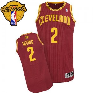 Maillot NBA Vin Rouge Kyrie Irving #2 Cleveland Cavaliers Road 2015 The Finals Patch Authentic Homme Adidas