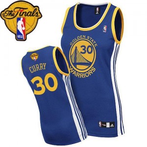 Maillot NBA Authentic Stephen Curry #30 Golden State Warriors Road 2015 The Finals Patch Bleu royal - Femme