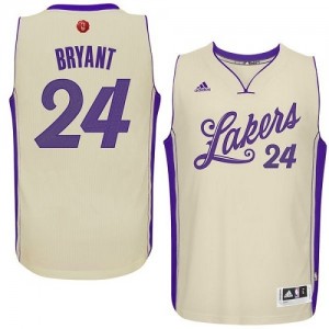 Maillot Adidas Blanc 2015-16 Christmas Day Authentic Los Angeles Lakers - Kobe Bryant #24 - Homme