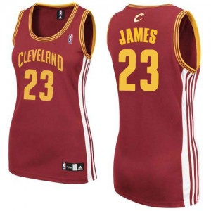 Maillot NBA Vin Rouge LeBron James #23 Cleveland Cavaliers Road Authentic Femme Adidas