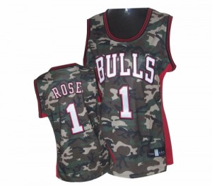 Maillot Authentic Chicago Bulls NBA Stealth Collection Camo - #1 Derrick Rose - Femme