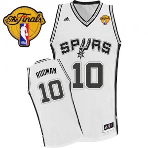 San Antonio Spurs Dennis Rodman #10 Home Finals Patch Swingman Maillot d'équipe de NBA - Blanc pour Homme