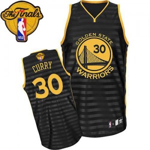 Maillot NBA Authentic Stephen Curry #30 Golden State Warriors Groove 2015 The Finals Patch Gris noir - Homme