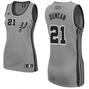 San Antonio Spurs Tim Duncan #21 Alternate Swingman Maillot d'équipe de NBA - Gris argenté pour Femme