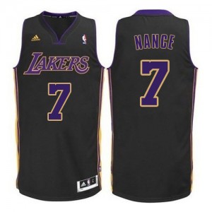 Maillot NBA Los Angeles Lakers #7 Larry Nance Noir (Violet NO.) Adidas Authentic - Homme