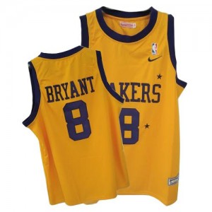Los Angeles Lakers Mitchell and Ness Kobe Bryant #8 Throwback Swingman Maillot d'équipe de NBA - Or / Violet pour Homme