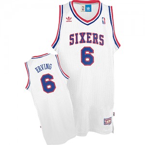 Philadelphia 76ers #6 Adidas Throwack Blanc Authentic Maillot d'équipe de NBA Magasin d'usine - Julius Erving pour Homme