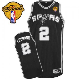 Maillot Authentic San Antonio Spurs NBA Road Finals Patch Noir - #2 Kawhi Leonard - Enfants