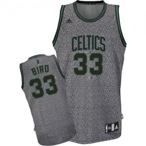 Boston Celtics #33 Adidas Static Fashion Gris Swingman Maillot d'équipe de NBA pas cher - Larry Bird pour Homme